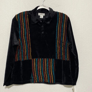 Rafael Rainbow Embroidered Corduroy Top Size M